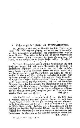 Äußerungen der Presse zur Berechtigungsfrage : Sprechsaal