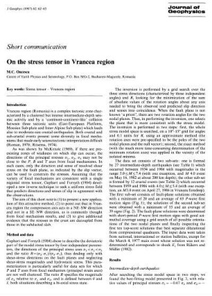 On the stress tensor in Vrancea region