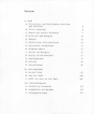 Nachlass von Karl Muth (1867 - 1944) - BSB Ana 390, 0. Repertorium des Nachlasses von Karl Muth - BSB Ana 390.0