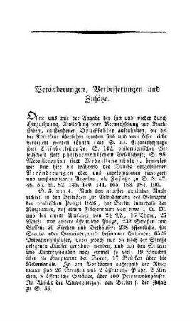 Veränderungen, Verbesserungen und Zusätze