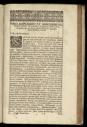 Viro Amplissimo Et Amicissimo Dn. Timotheo Tyrrell [...]
