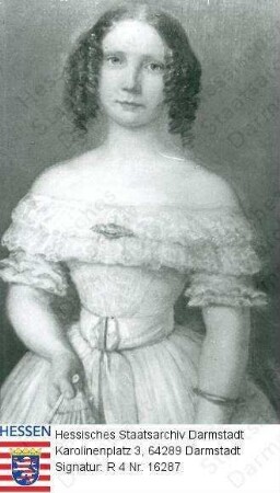 Weber, Aurelie geb. Minnigerode (* 1821) / Porträt in Ballkleid, stehend, Halbfigur