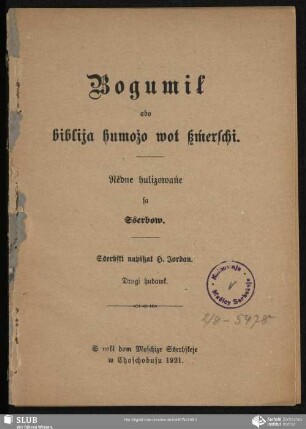 Bogumił abo biblija humožo wot ßḿerschi : Rědne hulizowańe