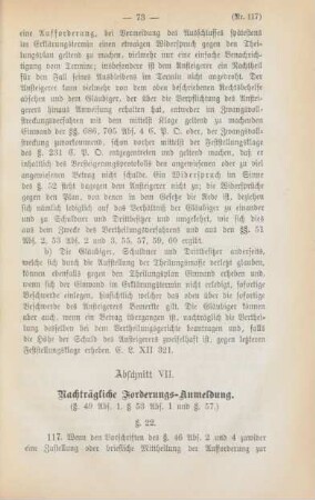 Abschnitt VII. Nachträgliche Forderungs-Anmeldung