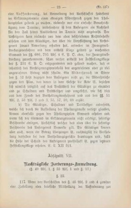 Abschnitt VII. Nachträgliche Forderungs-Anmeldung