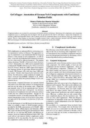 GeCoTagger: annotation of German verb complements with conditional random fields