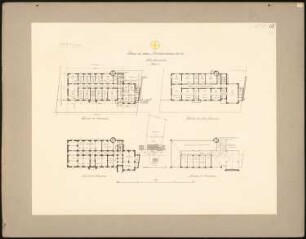 Kreisständehaus, Kreuznach: Lageplan 1:1000, Grundriss Keller, EG, 1. OG, Dachgeschoss 1:200
