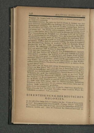 Die Enteignung der deutschen Kolonien.