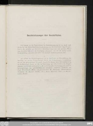 Beschlussfassungen über Geschäftliches.