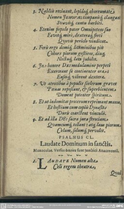 Psalmus CL. Laudate Dominum in sanctis