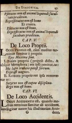 Cap. V. De Loco Proprii.