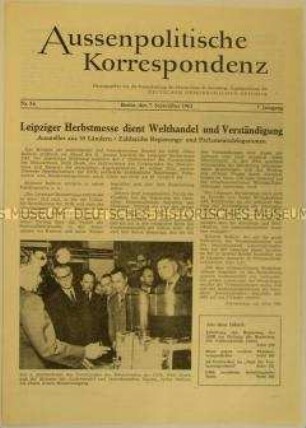 Mitteilungsblatt des Außenministeriums der DDR zur Leipziger Herbstmesse