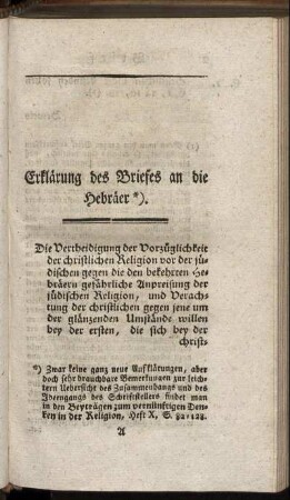 Erklärung des Briefes an die Hebräer.