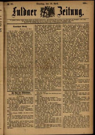 Ausgabe vom Dienstag, den 19. April 1887.