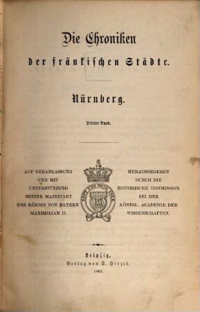 Die Chroniken der fränkischen Städte, 3. Nürnberg