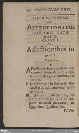 Liber Secundus. De Affectionibus Corporis Naturalis
