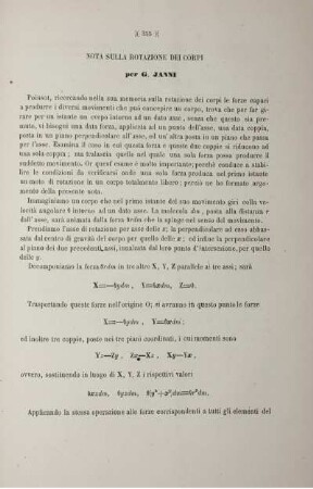 Nota sulla rotazione dei corpi.