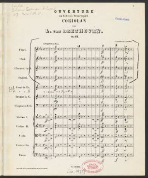 Ouverture zu Collin's Trauerspiel Coriolan : op. 62