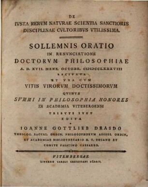 De iusta rerum naturae scientia sanctionis disciplinae cultoribus utilissima