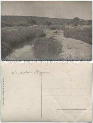 Wasserstelle bei Omaruru, mit handschriftlichen Bemerkungen über den Feldzug von Hauptmann Franke gegen die Herero in Februar 1904