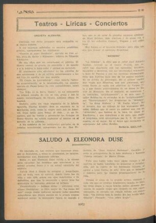 Teatros - Líricas - Conciertos : Opereta alemana [y] "Boheme"