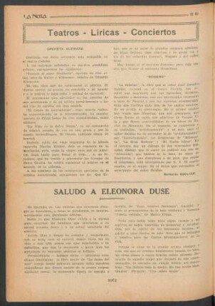 Teatros - Líricas - Conciertos : Opereta alemana [y] "Boheme"