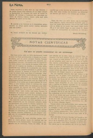 Notas científicas : Lo que se puede encontrar en un estómago