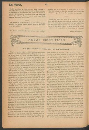 Notas científicas : Lo que se puede encontrar en un estómago