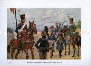Uniformdarstellung, Infanteristen, Jäger und Kavalleristen, Königreich Preußen, 1806/1807.