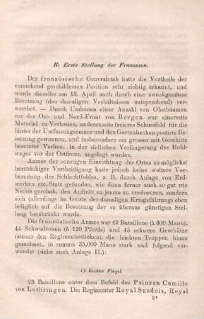 B) Erste Stellung der Franzosen.