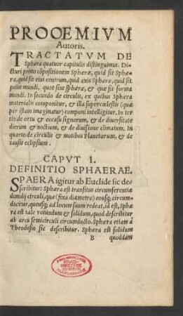 Cap. I. Definitio Sphaerae.