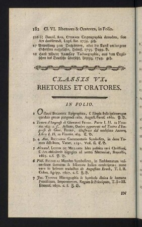 182-191, Classis VI: Rhetores et Oratores