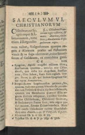 Saeculum VI. Christianorum.