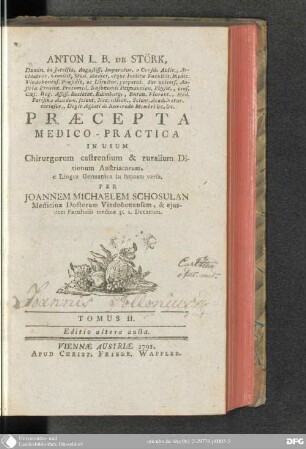 1 -2: Praecepta medico-practica in usum chirurgorum castrensium et ruralium ditionum Austriacarum