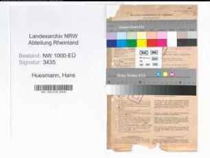 Entnazifizierung Hans Huesmann, geb. 01.06.1882 (Staedt.Bauleiter)