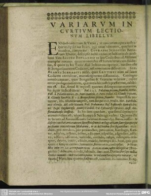 Variarum In Curtium Lectionum Libellus