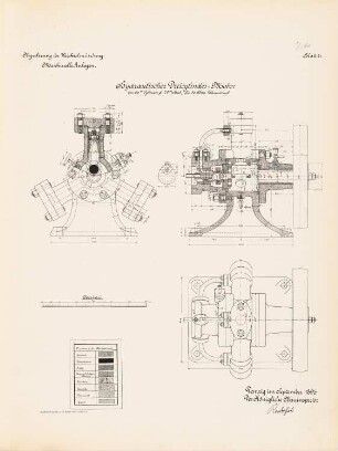 Regulierung der Weichselmündung: Hydraulische Dreizylindermotor: Schnitte