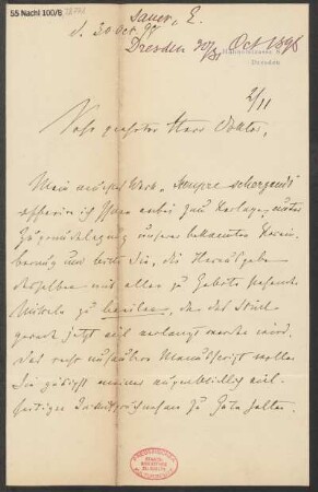 Brief an B. Schott's Söhne : 30.10.1898