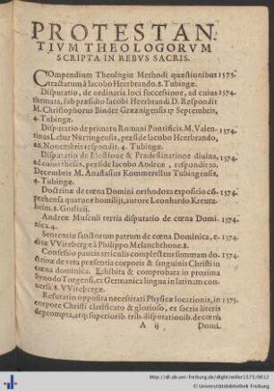 Protestantivm Theologorvm Scripta In Rebvs Sacris.