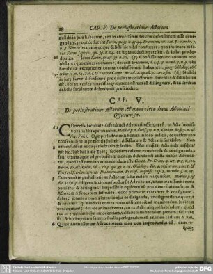 Cap. V. De perlustratione Actorum, & quod circa hanc Advocati Officium sit