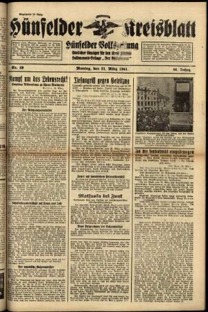 Ausgabe vom Montag, den 31. März 1941.
