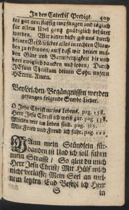 Bey Leichen-Begängnissen werden gesungen folgende Sterbe-Lieder.