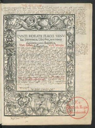 QVNTI HORATII FLACCI VENV-||sini Sermonum. Libri duo ... ||