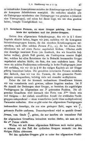 § 9. Invariante Formen, zu einer Gruppe gehörig. Der Formenkreis der cyclischen und der Diedergruppen.