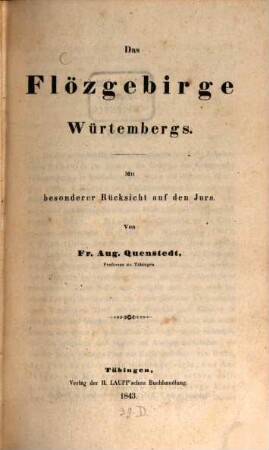 Das Flözgebirge Würtembergs : mit besonderer Rücksicht auf den Jura