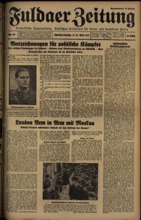 Ausgabe vom Samstag, den 15. April 1939.