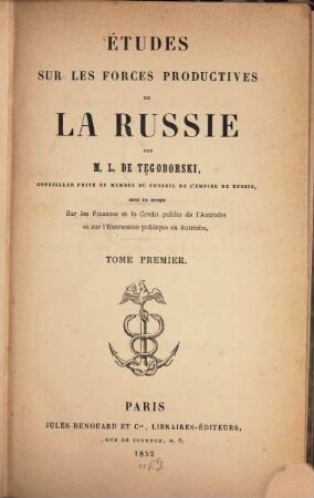 Études sur les forces productives de la Russie, 1
