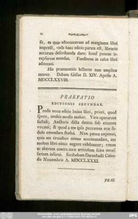 Praefatio Editionis Secundae.