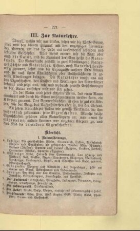 III. Zur Naturlehre