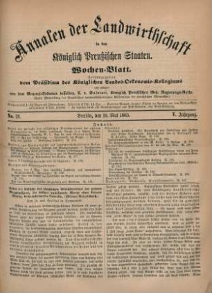 No. 19. Berlin, den 10. Mai 1865. V. Jahrgang.
